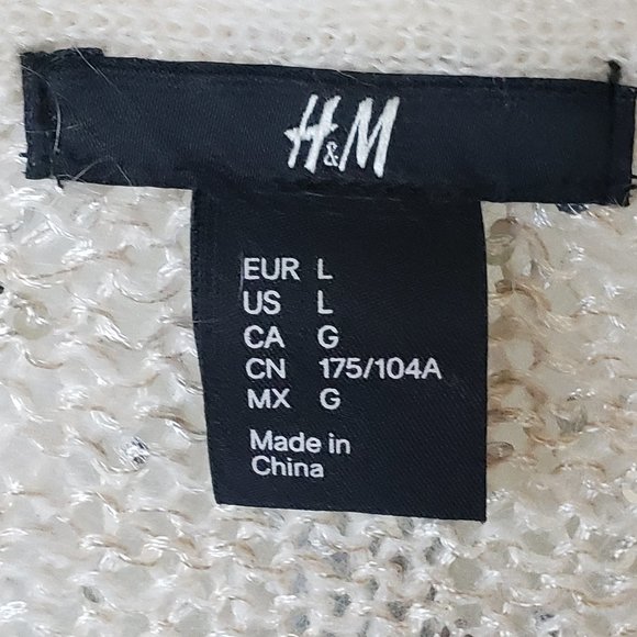 H&M Beige Sparkle Cardigan LIKE NEW! size LARGE - Picture 6 of 7